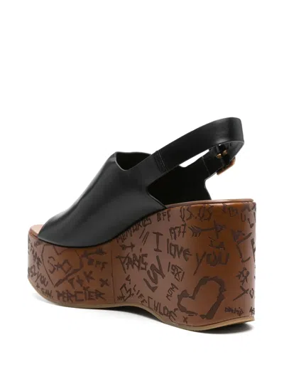 Chloé Maxime Leather Slingback Platform Sandals In Black