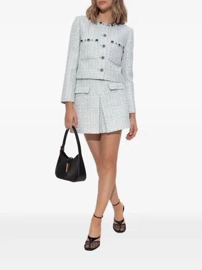 Self-portrait Blue Metallised Fibre Skirt In Blue