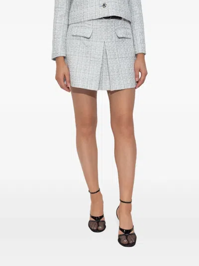 Self-portrait Blue Metallised Fibre Skirt In Blue