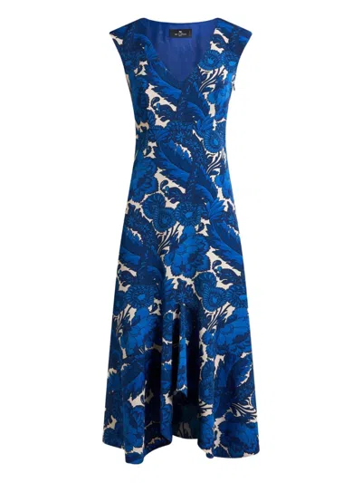 Etro All-over Printed Dress In Blue