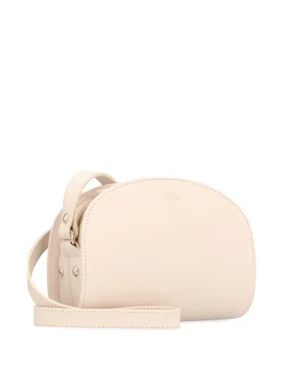 Apc A.p.c. Demi-lune Mini Leather Crossbody Bag In Neutrals