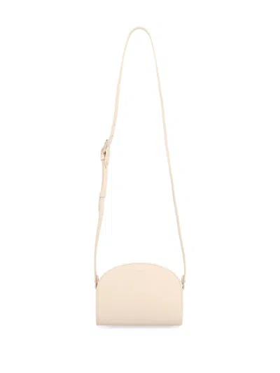 Apc A.p.c. Demi-lune Mini Leather Crossbody Bag In Neutrals