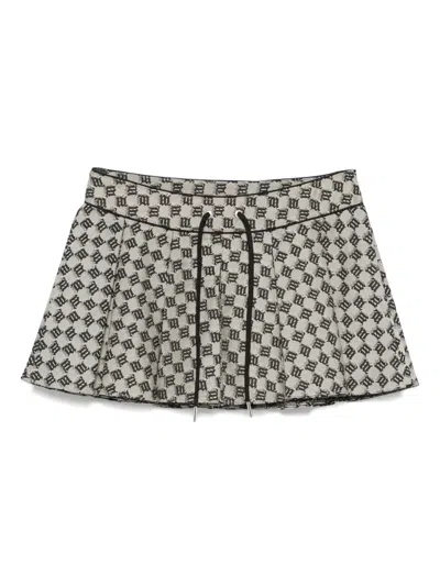 Misbhv Gray Monogram Jacquard Canvas Miniskirt In Gray