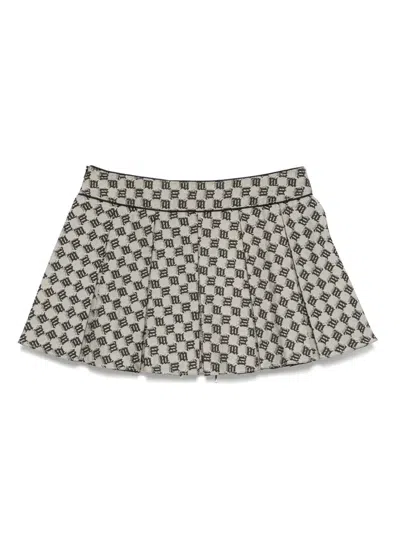 Misbhv Gray Monogram Jacquard Canvas Miniskirt In Gray