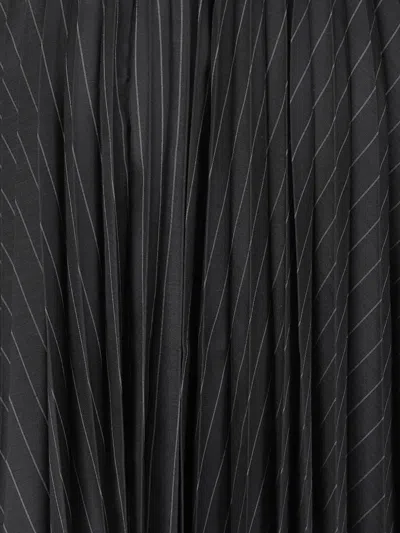 Sacai Organza Skirt With Contrasting Waistband And Pleated Design In Black