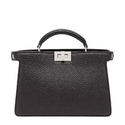 Fendi Peekaboo Leather Crossbody Bag In Black