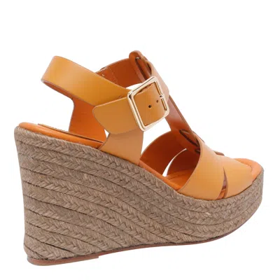 Paloma Barceló Woman Espadrilles Mandarin Size 8 Cow Leather In Orange