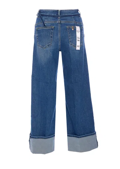 Liu •jo Wide Cuffs Denim Jeans Trousers With 5 Pockets In Blue