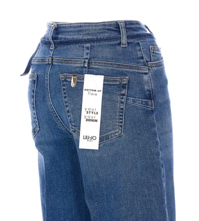 Liu •jo Wide Cuffs Denim Jeans Trousers With 5 Pockets In Blue