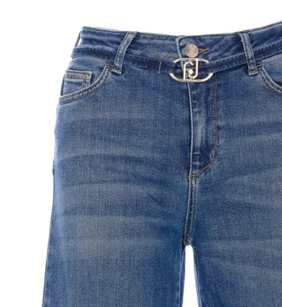 Liu •jo Wide Cuffs Denim Jeans Trousers With 5 Pockets In Blue