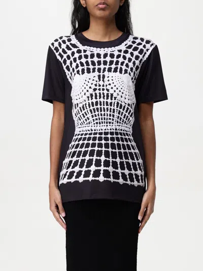 Balmain Flowing T-shirt With Trompe-l'œil Print And Embroidery In Schwarz