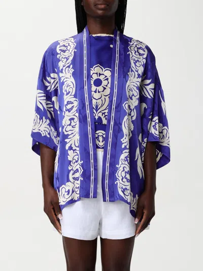 Etro , Floral Jacquard Kesa Robe, Woman, Electric Blue, Size M In Blue