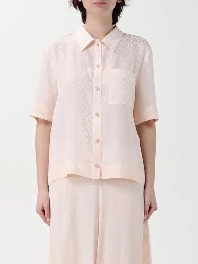 Fendi Embroidered Silk Shirt In Pink