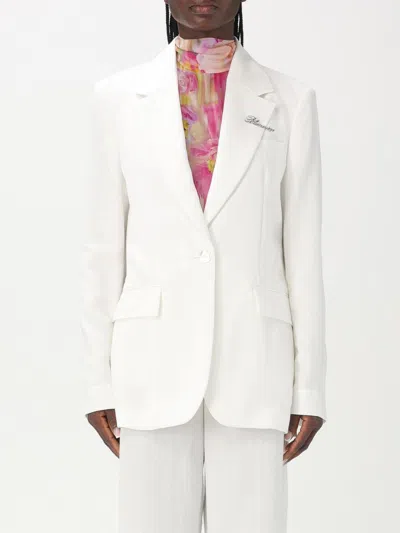 Blumarine Gabardine Blazer With Front Pockets And Notched Lapels In White
