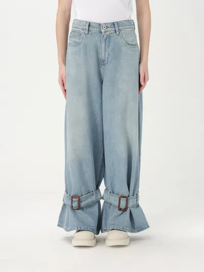 Jw Anderson J. W. Anderson Wide-leg Denim Jeans With Hem Strap In Stone Washed