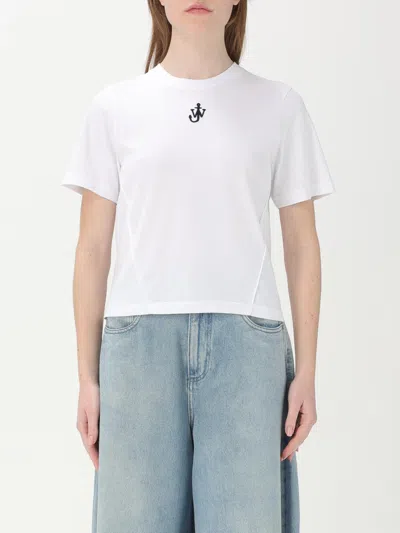 Jw Anderson J. W. Anderson Cropped Organic Cotton Anchor T-shirt In White