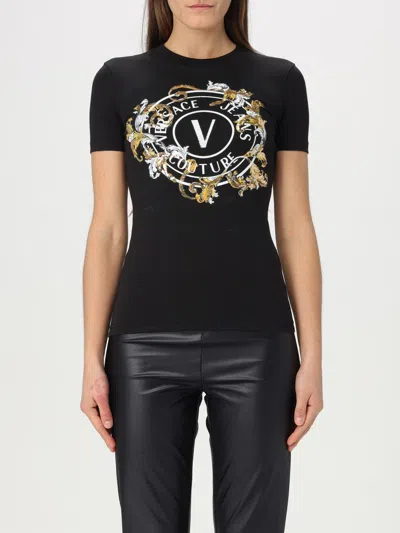 Versace Jeans Couture "outline Baroque" T-shirt In Schwarz