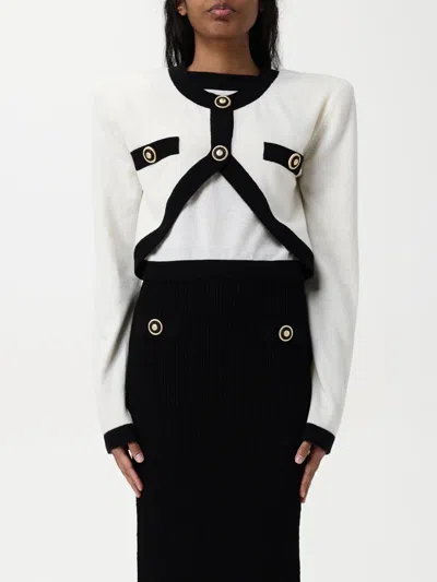 Balmain Wool Blend Cropped Cardigan In Weiss