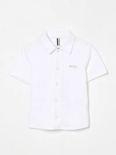 Hugo Boss Logo-embroidered Short-sleeve Cotton Shirt 6-3 In Weiss