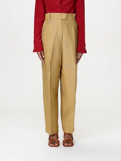 Max Mara Trousers Featuring Elastic Waistband And Front Pleats In Gold