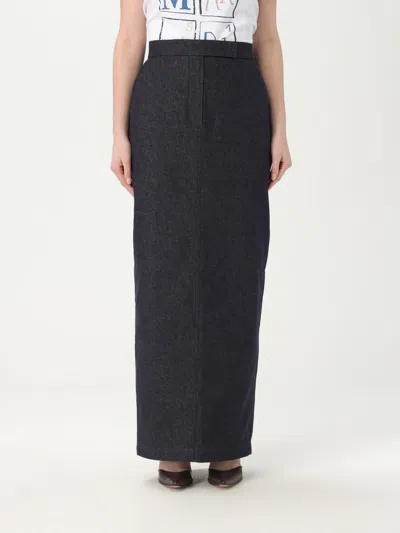 Max Mara Dark Blue Cotton Skirt In Blue