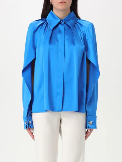 Max Mara Salice Silk Satin Blouse In Blue