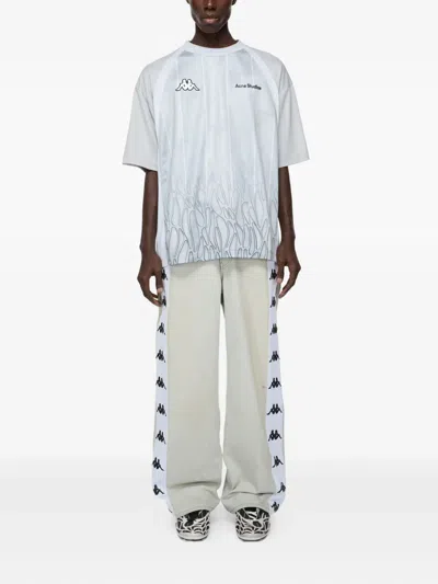 Acne Studios Kappa Straight-leg Webbing-trimmed Jeans In Blue