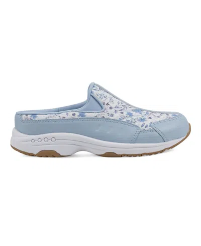 Easy Spirit Womens Leather Clogs In Light Blue Floral