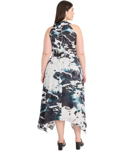 Maggy London Plus Size Printed Asymmetrical Midi Dress In Multi
