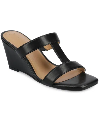 Journee Collection Journee Women's Clodie Wedge Sandals In Black