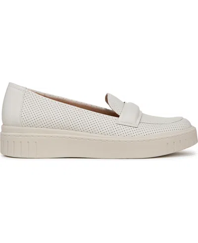Lifestride Women's Geneva-chop Closed Round Toe Platform Penny Loafers In Cloud White Faux Leather