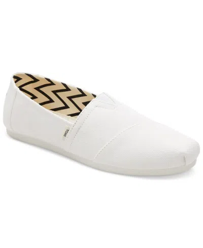 Toms Alpargata Womens Slip On Shoes Colour: White, Size: 4 In White Recycled Canvas
