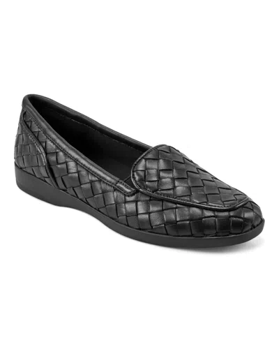Easy Spirit Sedevitt19 Womens Woven Leather Flat Shoes In Black Leather