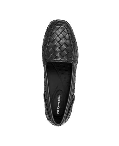 Easy Spirit Sedevitt19 Womens Woven Leather Flat Shoes In Black Leather