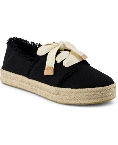 Toms Women's Carolina Lace-up Espadrille Beachside Woven In Black Beachside Woven,fray