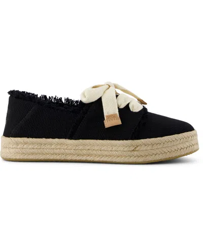 Toms Women's Carolina Lace-up Espadrille Beachside Woven In Black Beachside Woven,fray