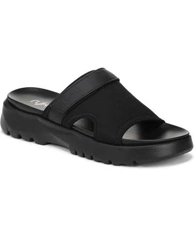 Ryka Rykä Brilliant Slide Sandal In Black Mesh Fabric