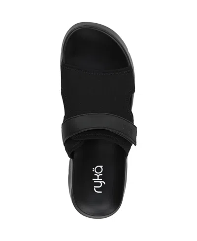 Ryka Rykä Brilliant Slide Sandal In Black Mesh Fabric