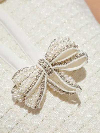 Self-portrait Dress Woman In Beige Acrylic In White