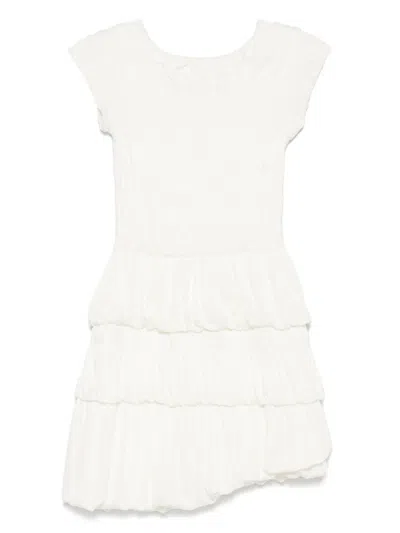 Pnk Shirred-panel Mini Dress In White