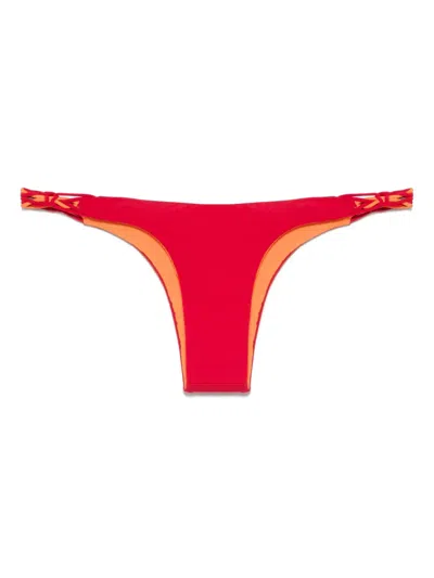 Isa Boulder Tri-twist Bikini Bottoms In Red