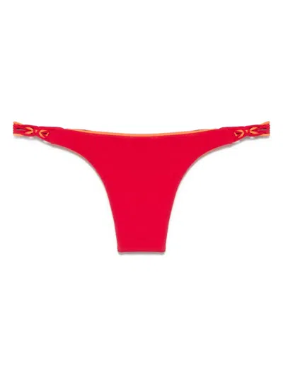 Isa Boulder Tri-twist Bikini Bottoms In Red