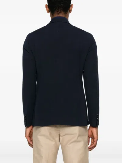 Tagliatore Blue Double-breasted Jacket In Virgin Wool In Blue