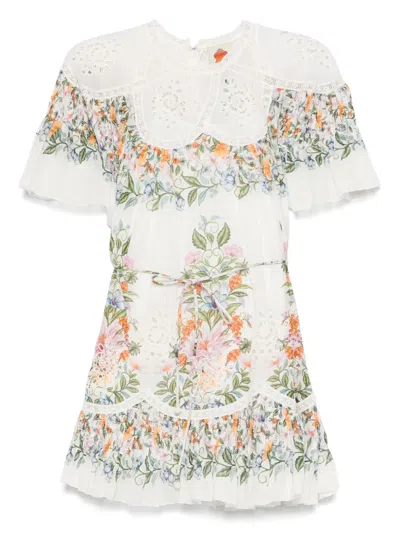 knee length dresses for ladies Provence Bloom Tiered Sequin Mini Dress White Selfie Leslie