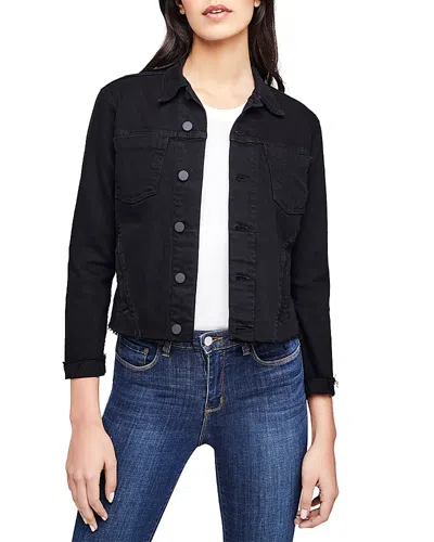 L'agence Janelle Raw-edge Denim Jacket In Saturated Black