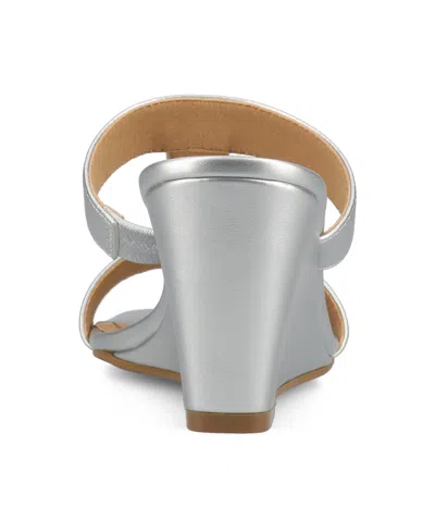 Journee Collection Journee Women's Clodie Wedge Sandals In Silver