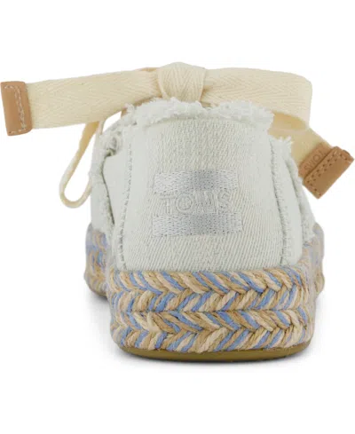 Toms Women's Carolina Lace-up Espadrille Sneakers In White Onyx Textured Denim,fray