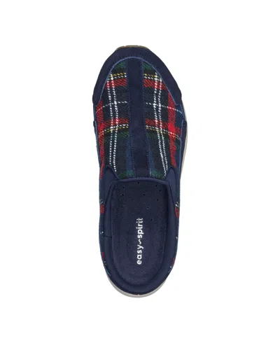 Easy Spirit Women's Traveltime Slip-on Mule Walking Sneakers In Navy,red Plaid