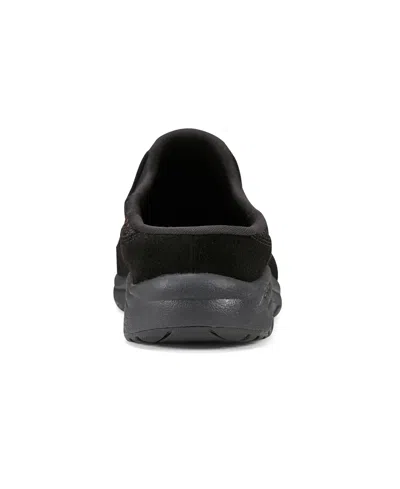 Easy Spirit Travel Time 676 Womens Leather Slip On Mules In Glitter Black Suede