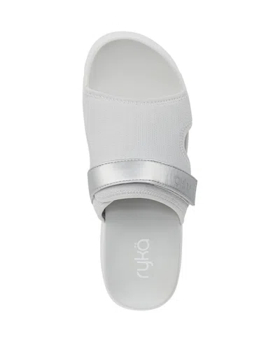 Ryka Rykä Brilliant Slide Sandal In Oyster Grey Mesh Fabric